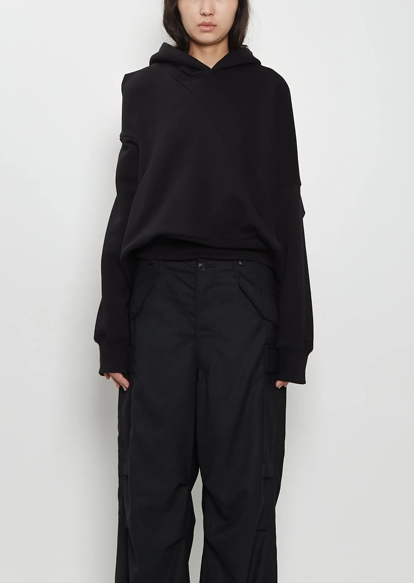 Cotton French Terry Asymmetrical Hoodie sold by La Garconne