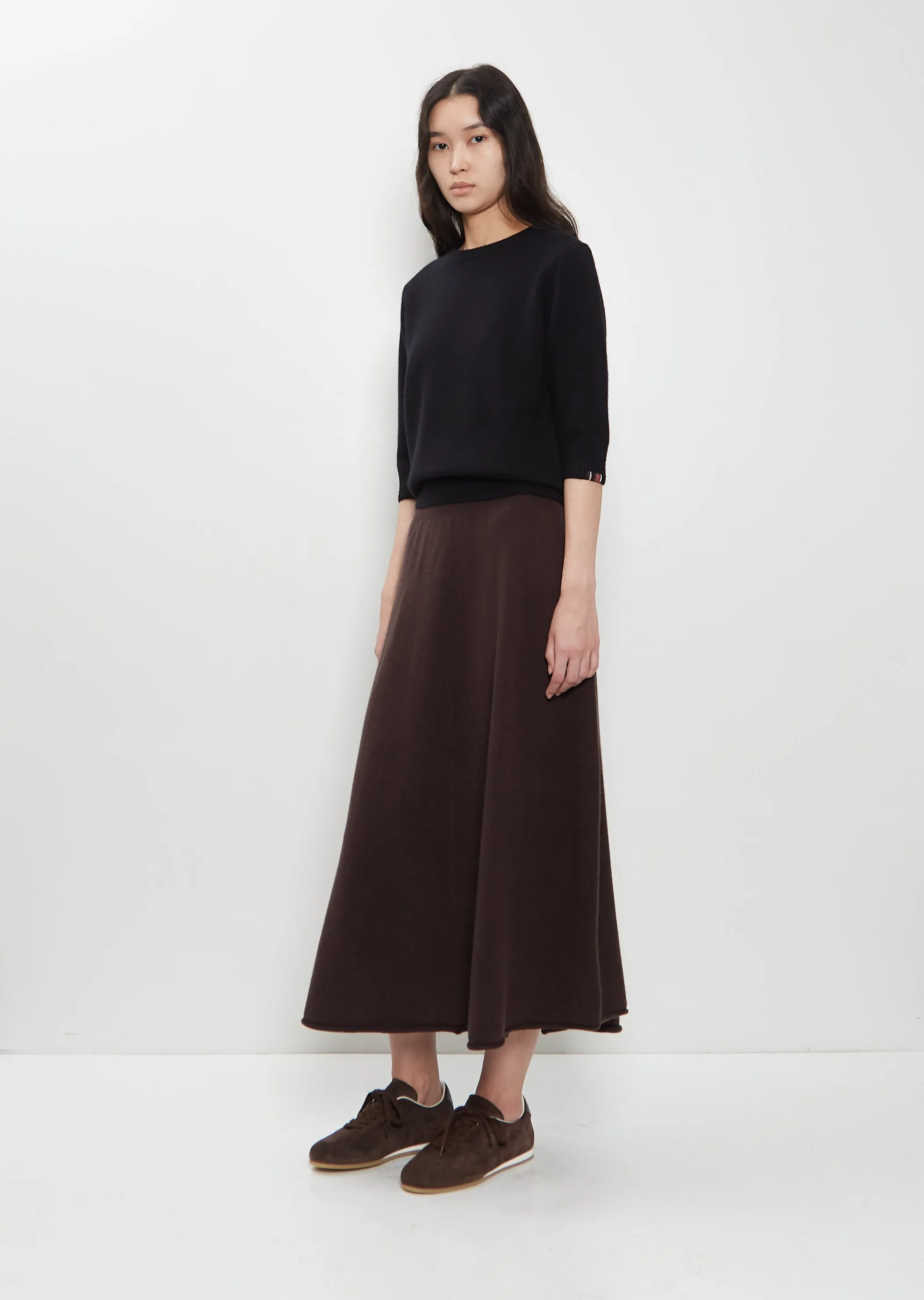 n°388 Ease Stretch Cashmere Skirt — Dark Brown sold by La Garconne product image thumbnail 4