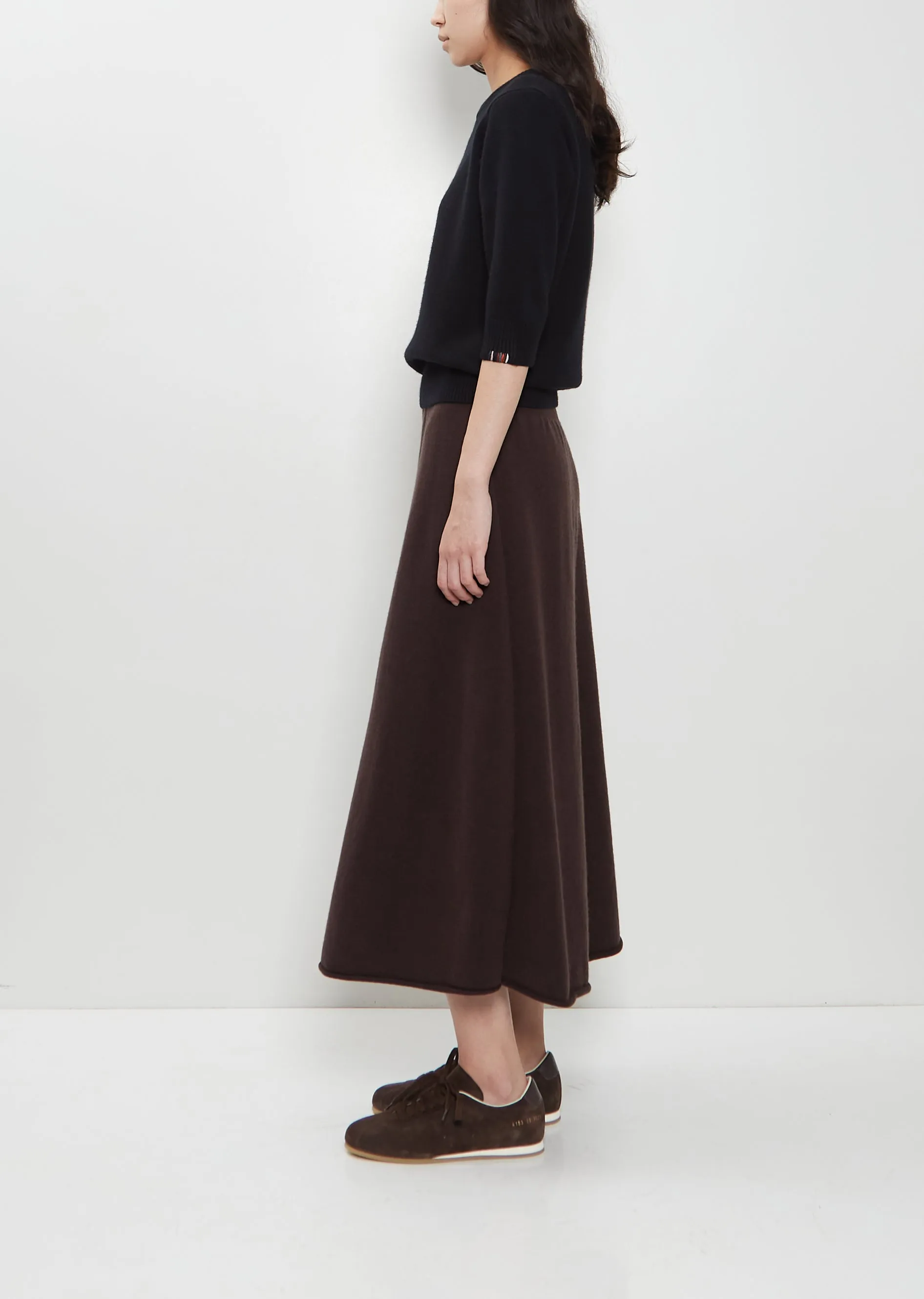 n°388 Ease Stretch Cashmere Skirt — Dark Brown sold by La Garconne product image thumbnail 2