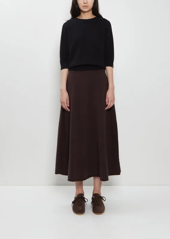n°388 Ease Stretch Cashmere Skirt — Dark Brown sold by La Garconne
