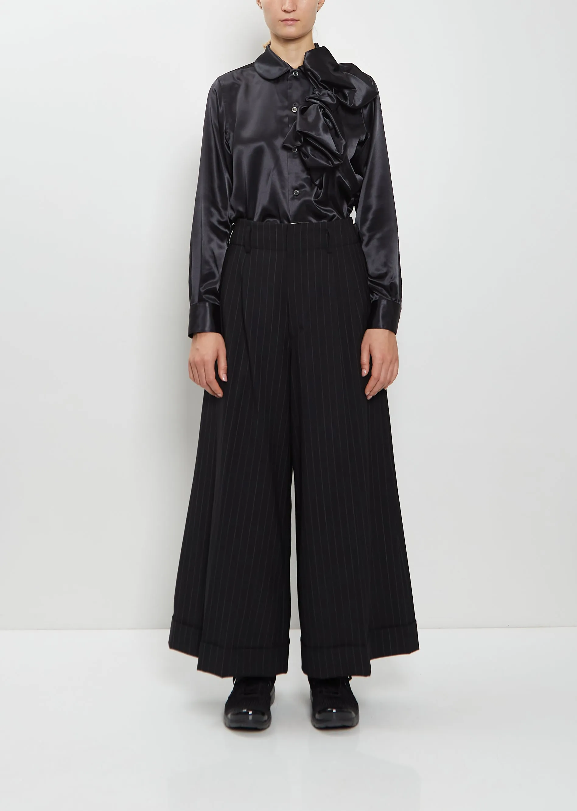 Cropped Wide Wool Blend Pants sold by La Garconne