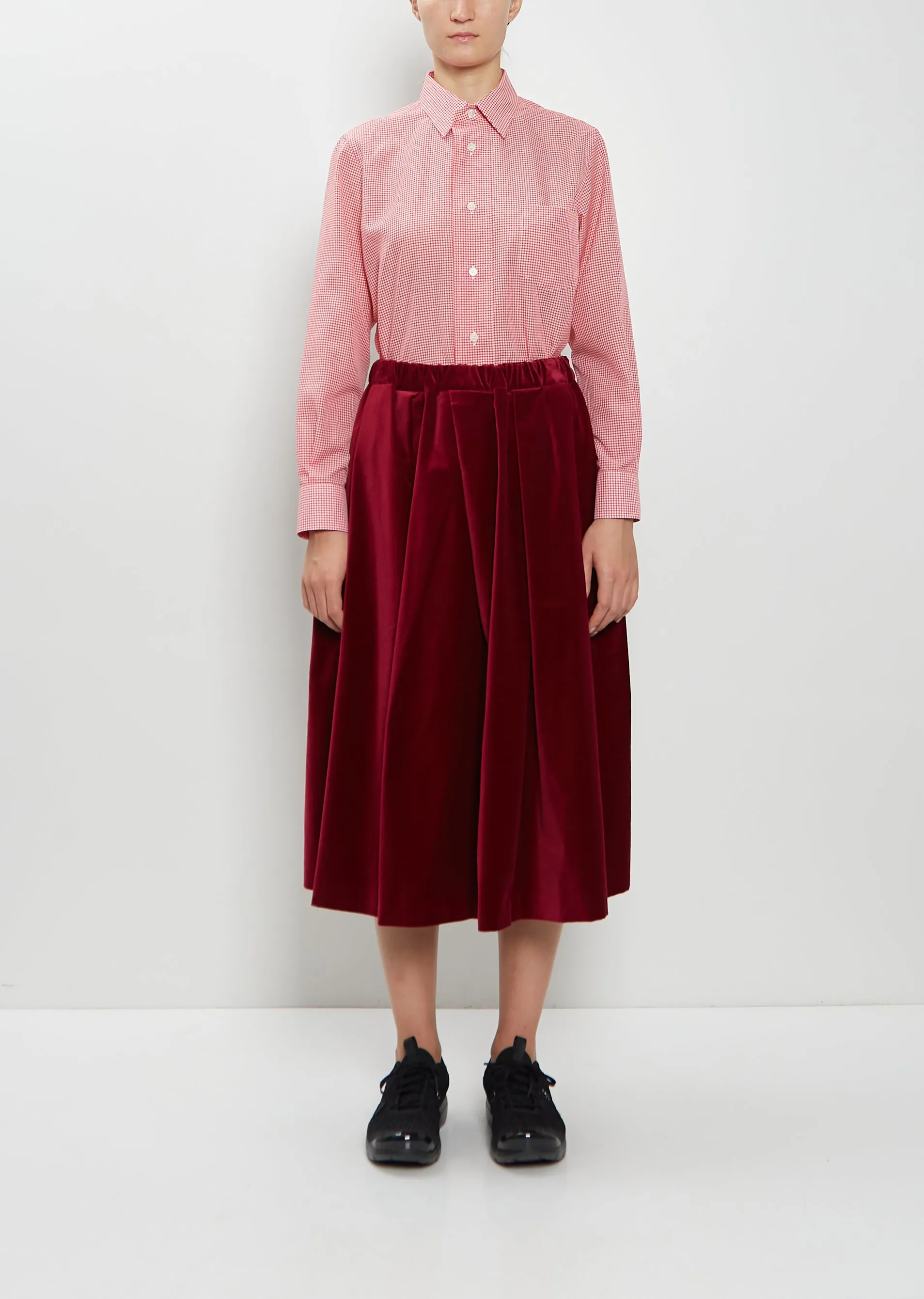 Pleated Cotton Velvet Skirt sold by La Garconne