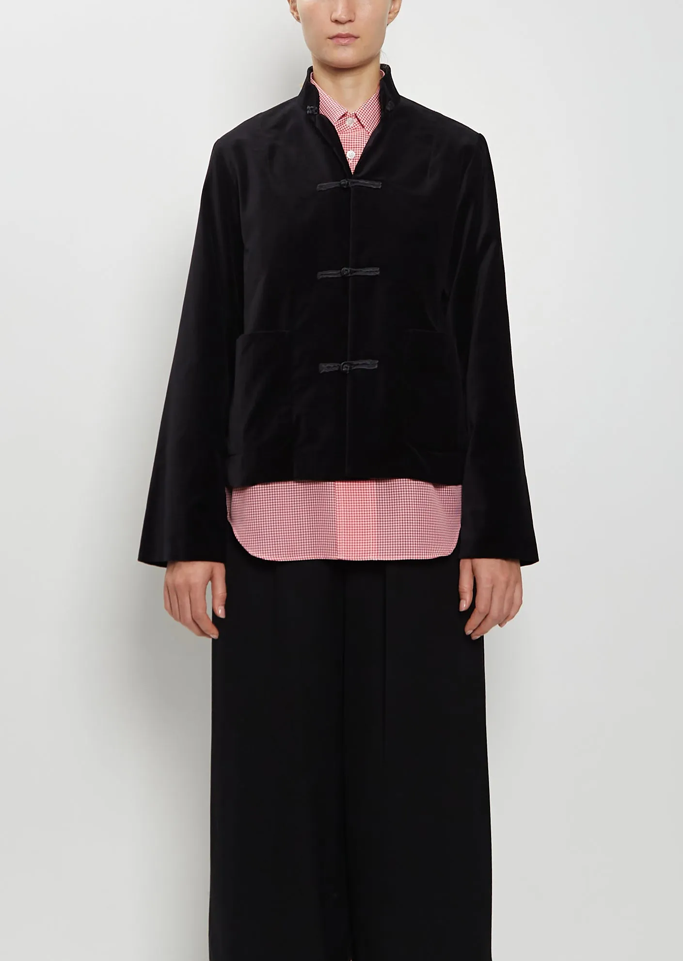 Stand Collar Velvet Jacket sold by La Garconne