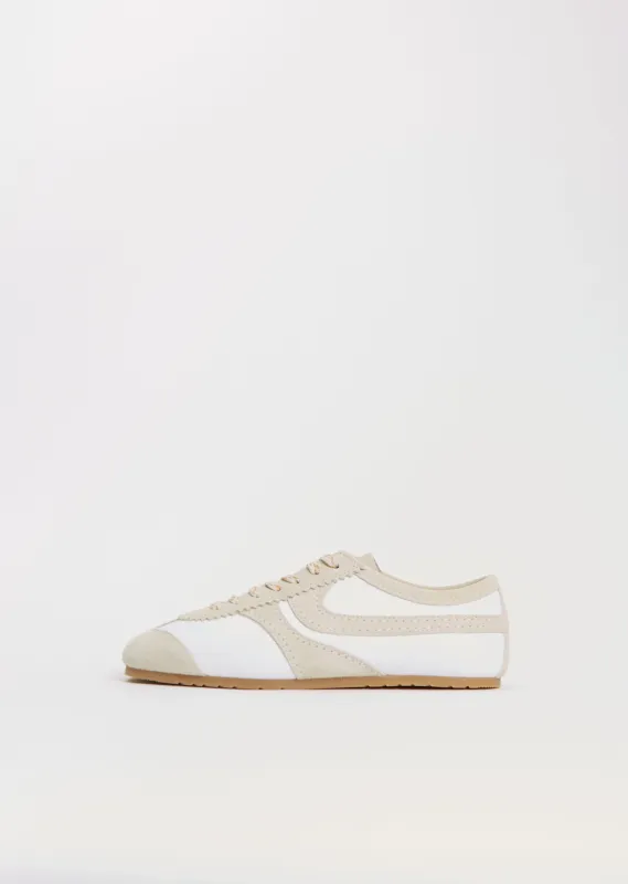 Suede Leather Trainer — White sold by La Garconne