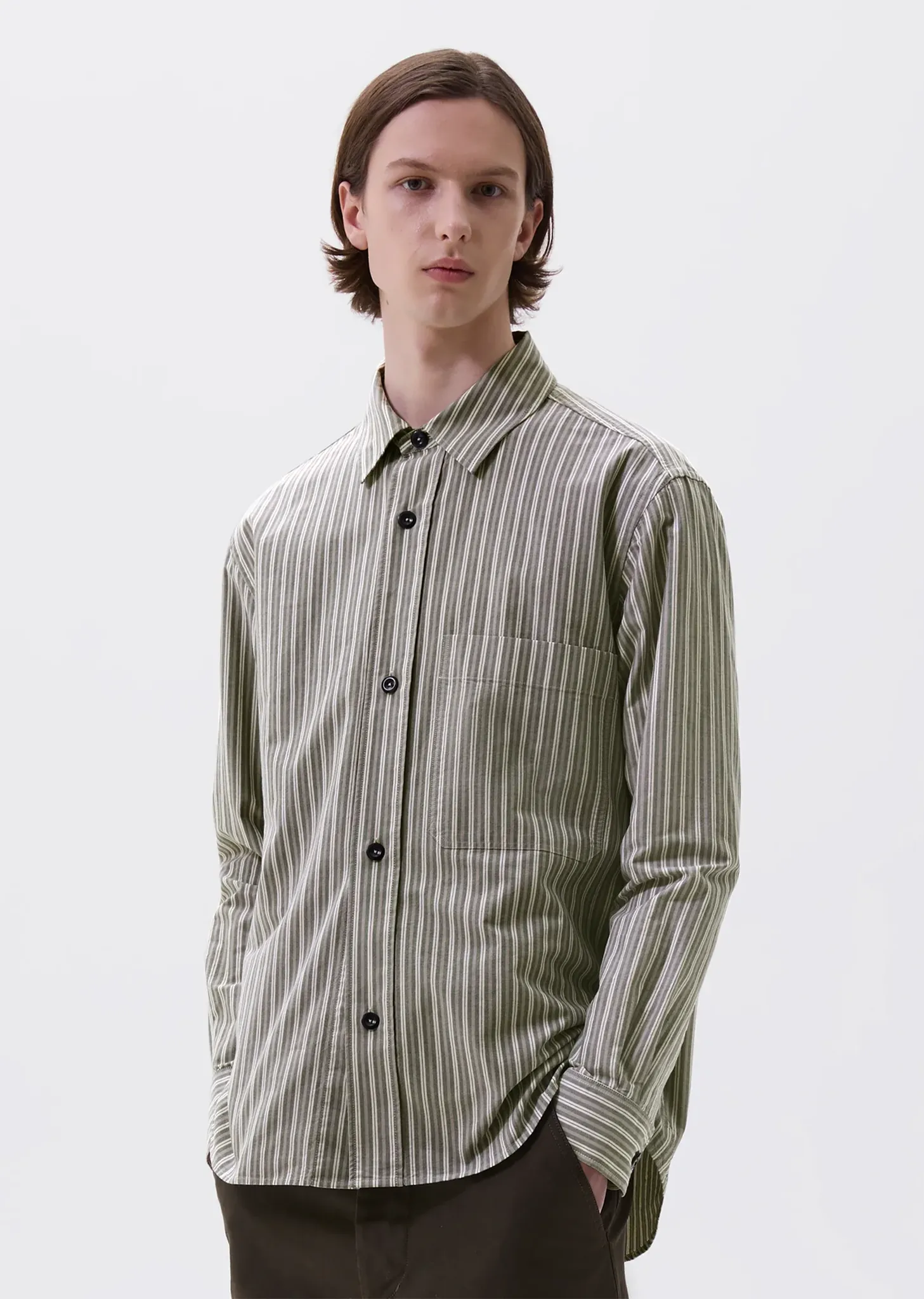 Basic Cotton Shirt — Forest / Grey / Off White sold by La Garconne product image thumbnail 3