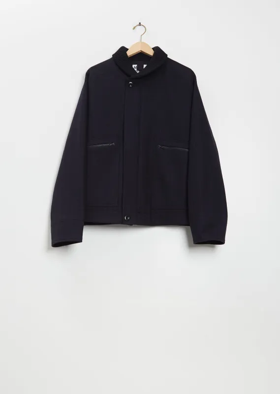 Rib Neck Wool Jacket sold by La Garconne