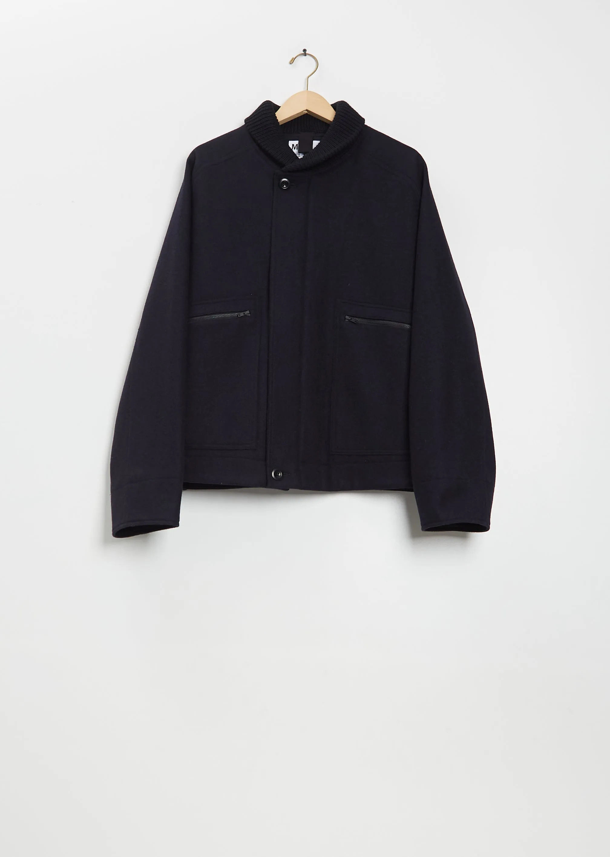 Rib Neck Wool Jacket sold by La Garconne
