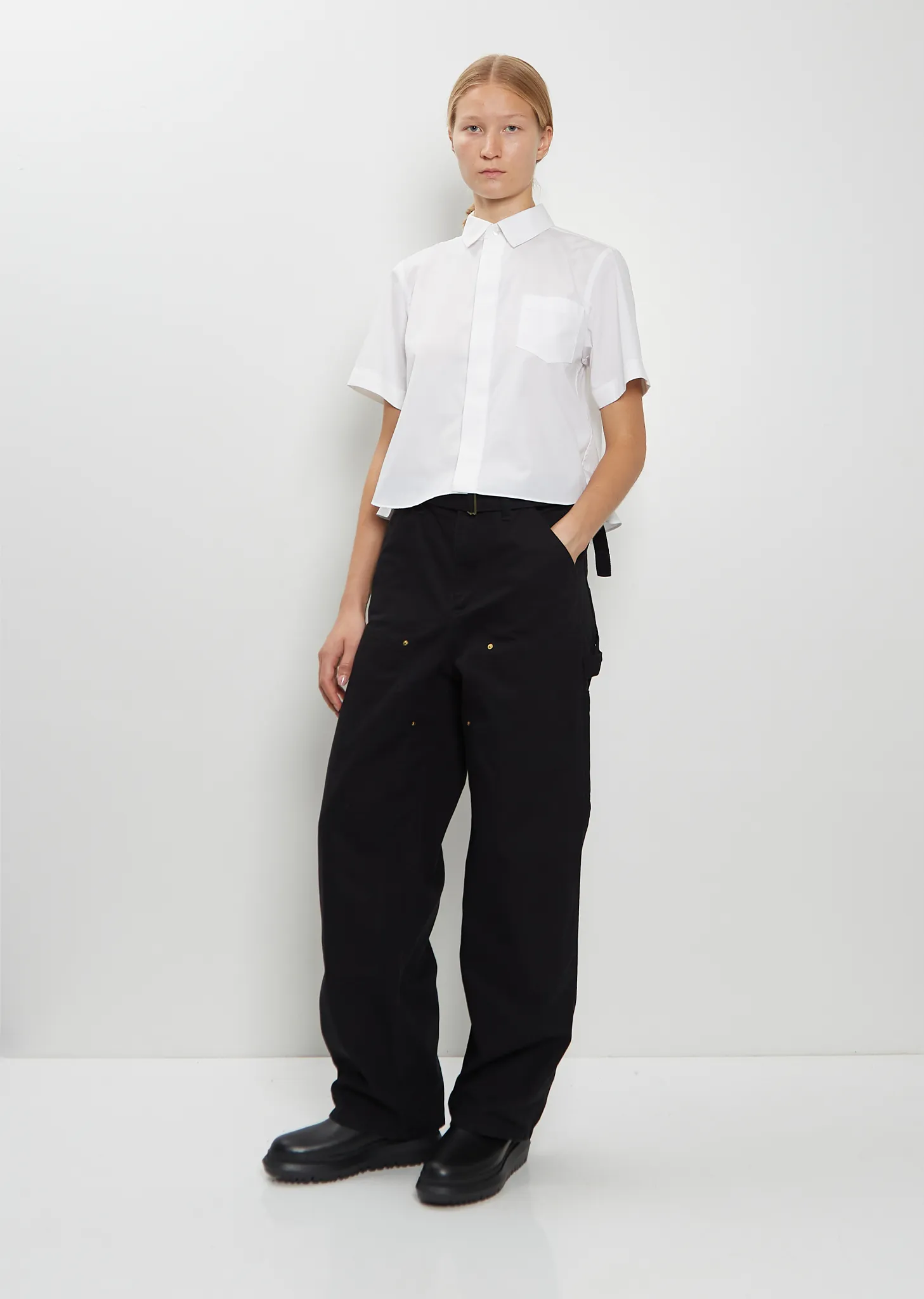 Washed Cotton Canvas Duck Pants — Black sold by La Garconne product image thumbnail 4