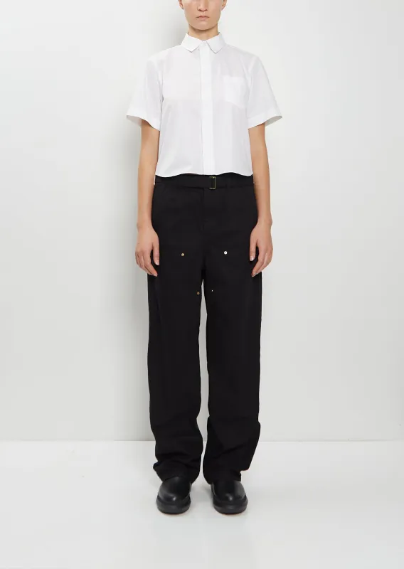 Washed Cotton Canvas Duck Pants — Black sold by La Garconne