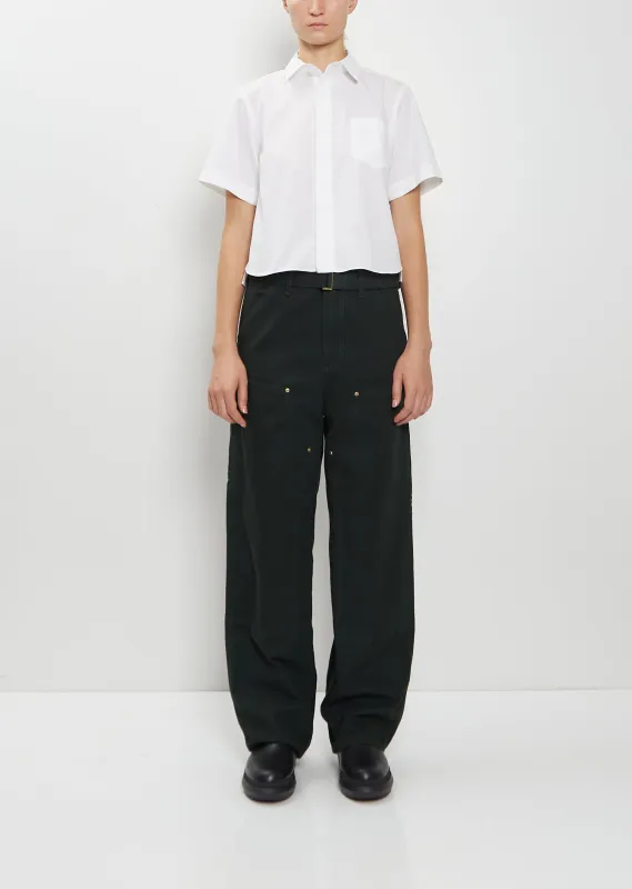 Washed Cotton Canvas Duck Pants — Green sold by La Garconne