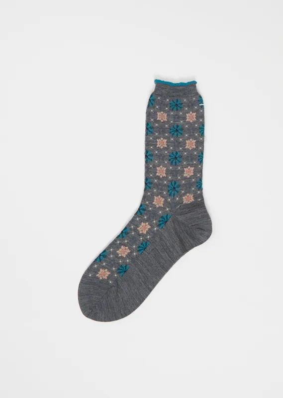 Kaleido Scope Stretch Wool Socks — Mix Grey sold by La Garconne