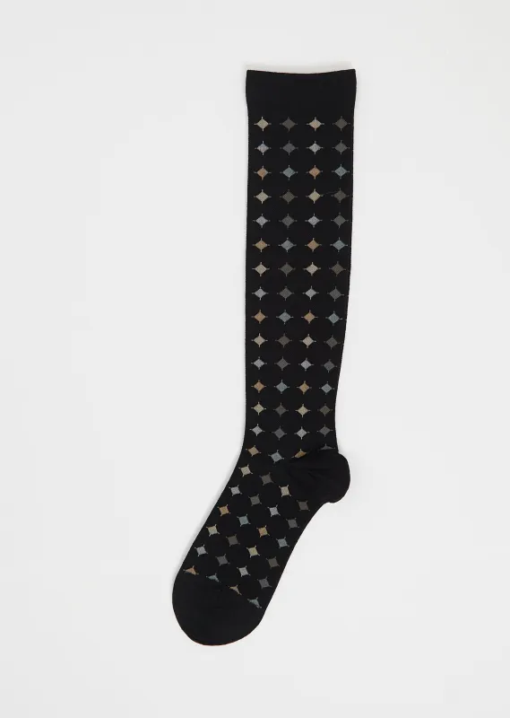 Big Circle Wool Compression High Socks — Black made by La Garconne