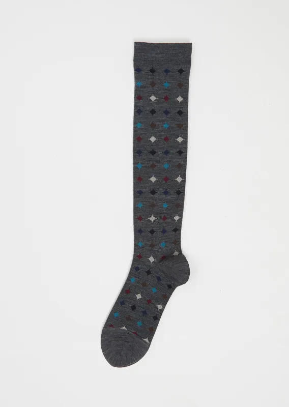 Big Circle Wool Compression High Socks — Mix Grey sold by La Garconne