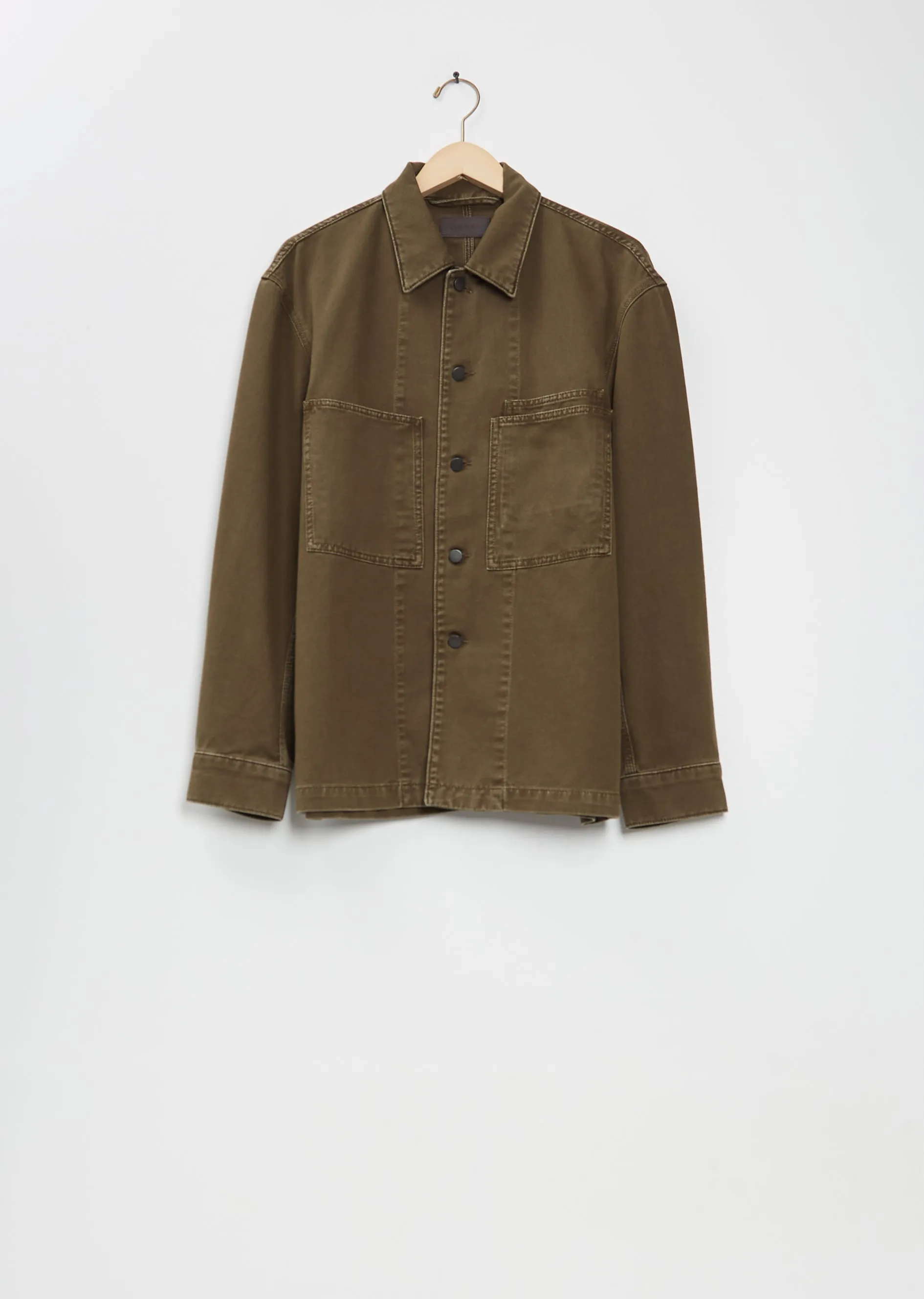 Workwear Cotton Denim Overshirt — Moss Green sold by La Garconne