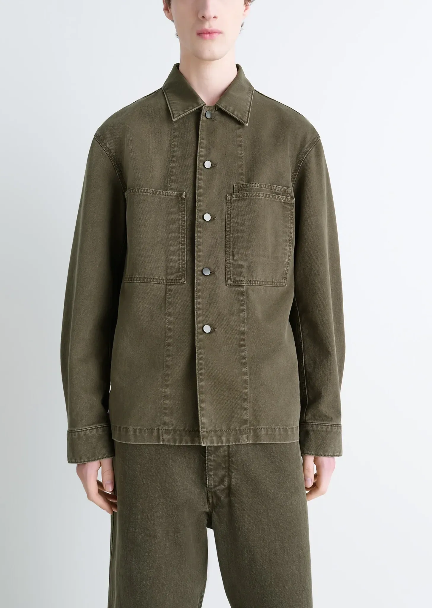 Workwear Cotton Denim Overshirt — Moss Green sold by La Garconne product image thumbnail 3