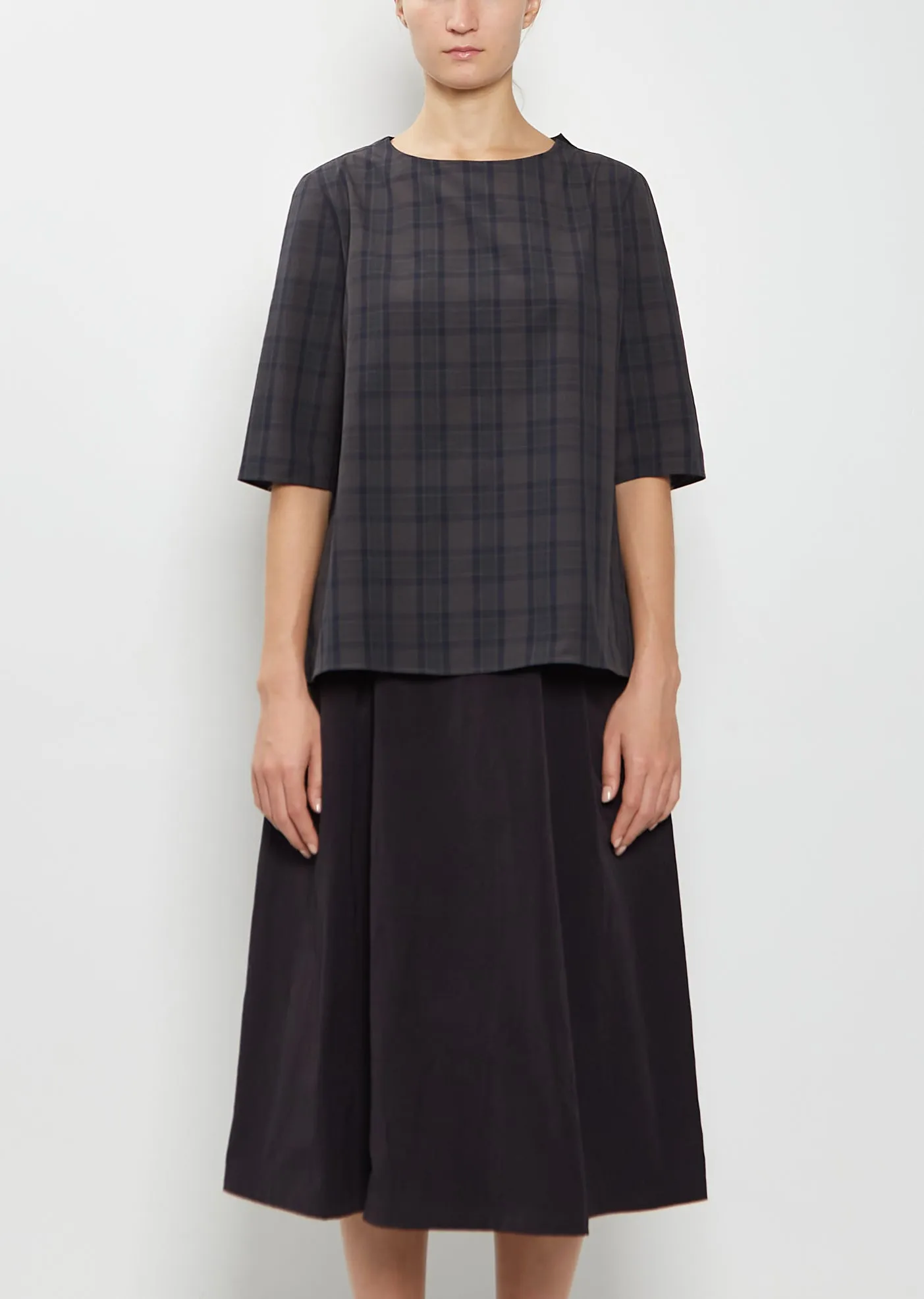 Cotton Tartan Round Neck Top sold by La Garconne