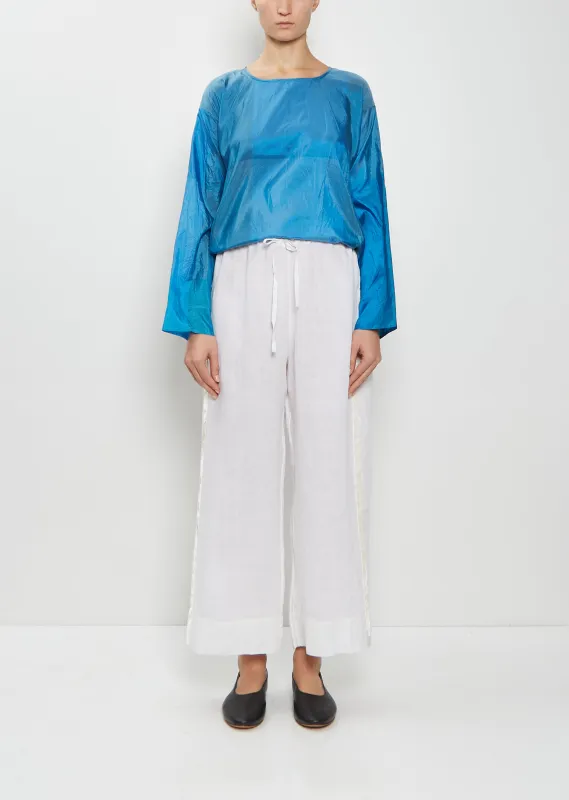 Velvet Ribbon Handwoven Linen Pants — Rice sold by La Garconne