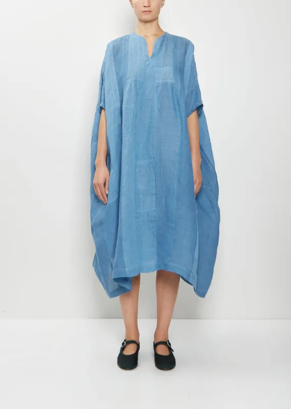 Yoruba Handwoven Linen Tunic Dress — Denim sold by La Garconne