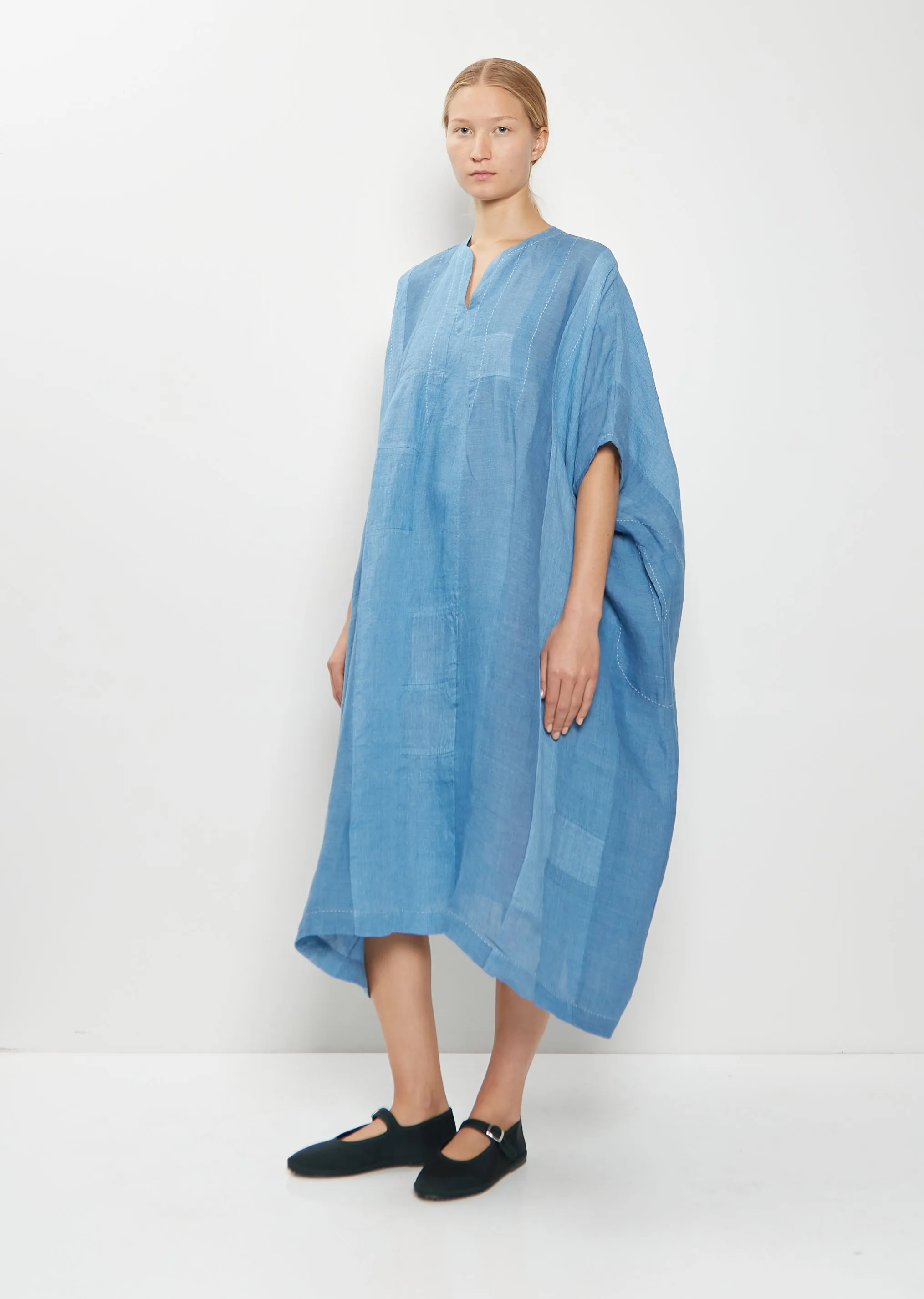 Yoruba Handwoven Linen Tunic Dress — Denim sold by La Garconne product image thumbnail 4