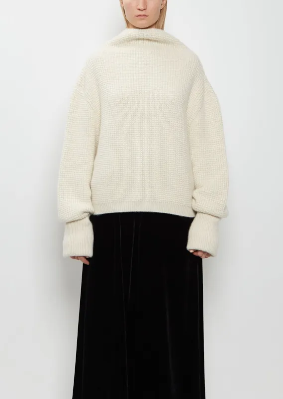 Kimono Sleeve Cashmere Sweater — Bone sold by La Garconne