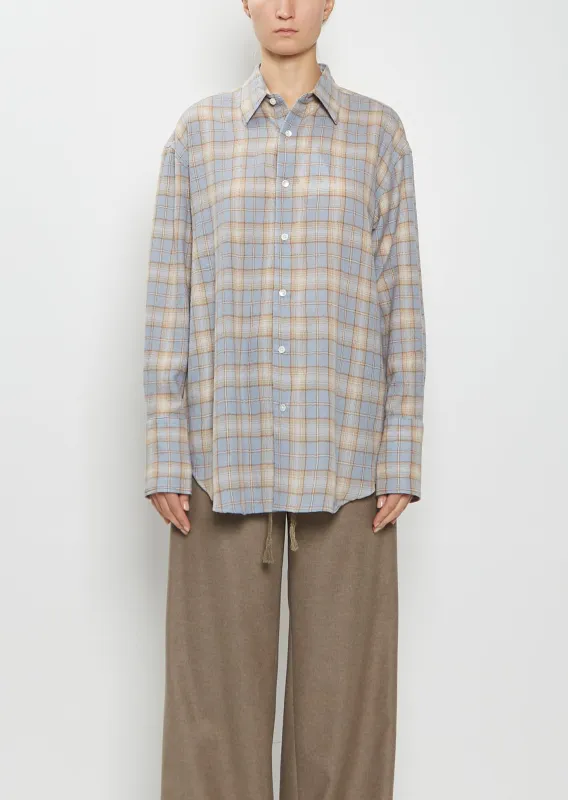 Airy Wool Flannel Shirt — Light Blue sold by La Garconne