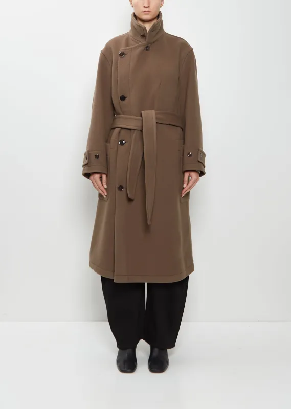 Wrap Wool Coat — Dark Squirrel sold by La Garconne