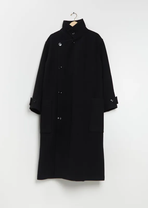 Wrap Wool Coat — Black sold by La Garconne