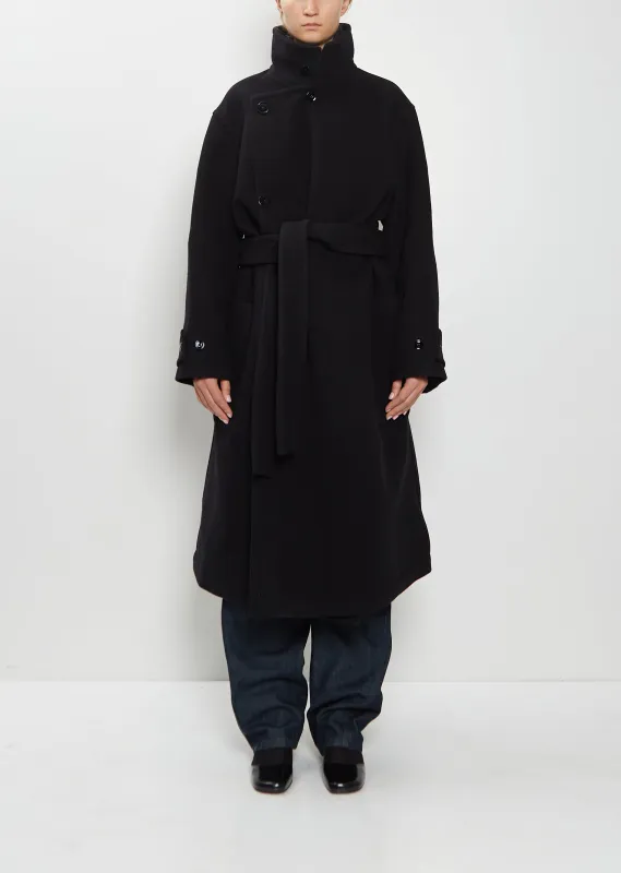 Wrap Wool Coat — Black sold by La Garconne