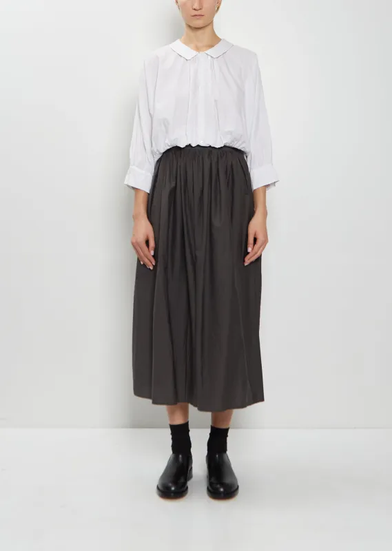 Random Pleated Cotton Silk Skirt — Charcoal Brown sold by La Garconne