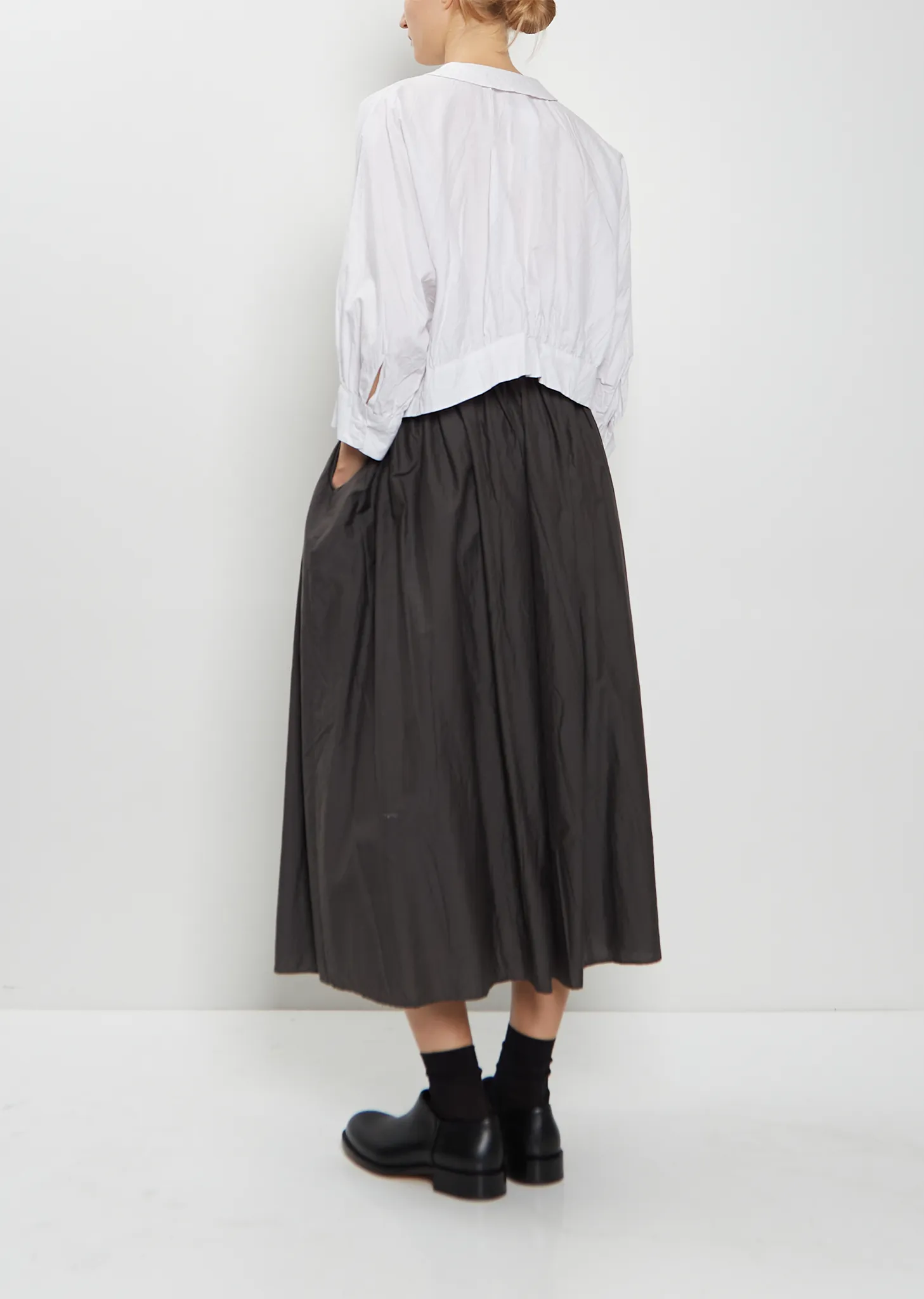 Random Pleated Cotton Silk Skirt — Charcoal Brown sold by La Garconne product image thumbnail 3