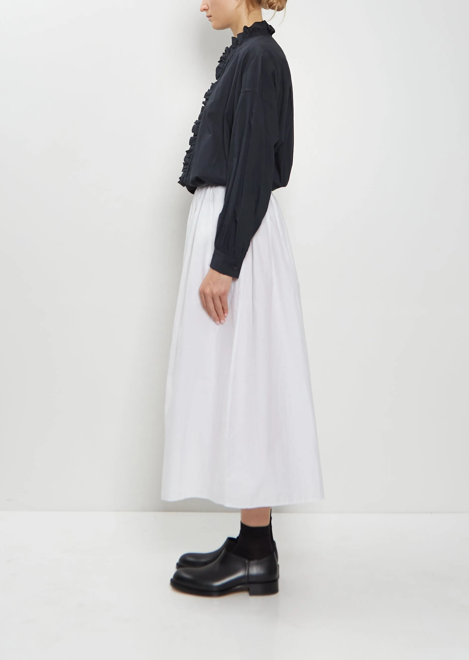 Random Pleated Cotton Silk Skirt — Smoke White sold by La Garconne product image thumbnail 2