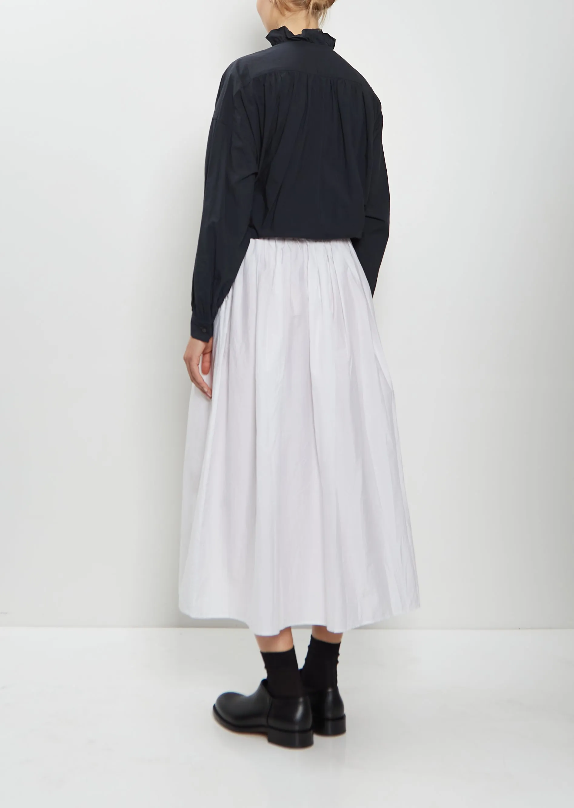 Random Pleated Cotton Silk Skirt — Smoke White sold by La Garconne product image thumbnail 3