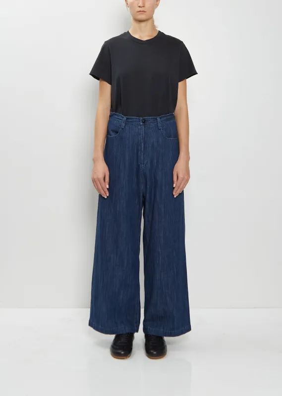 Denim Long Straight Pants sold by La Garconne