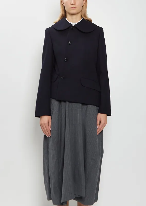 Wool Serge Asymmetrical Jacket made by La Garconne