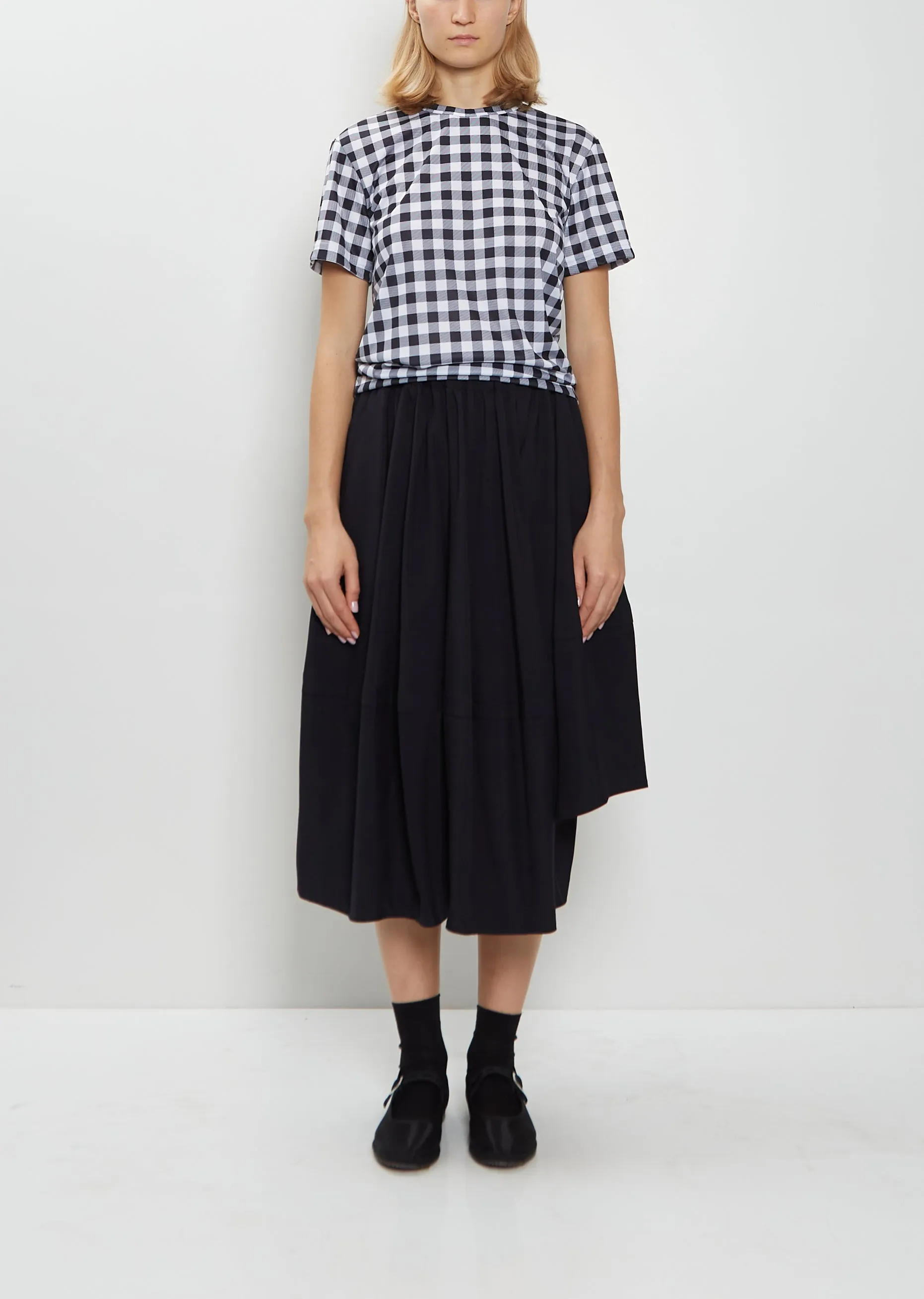 Tropical Wool Asymmetrical Skirt sold by La Garconne