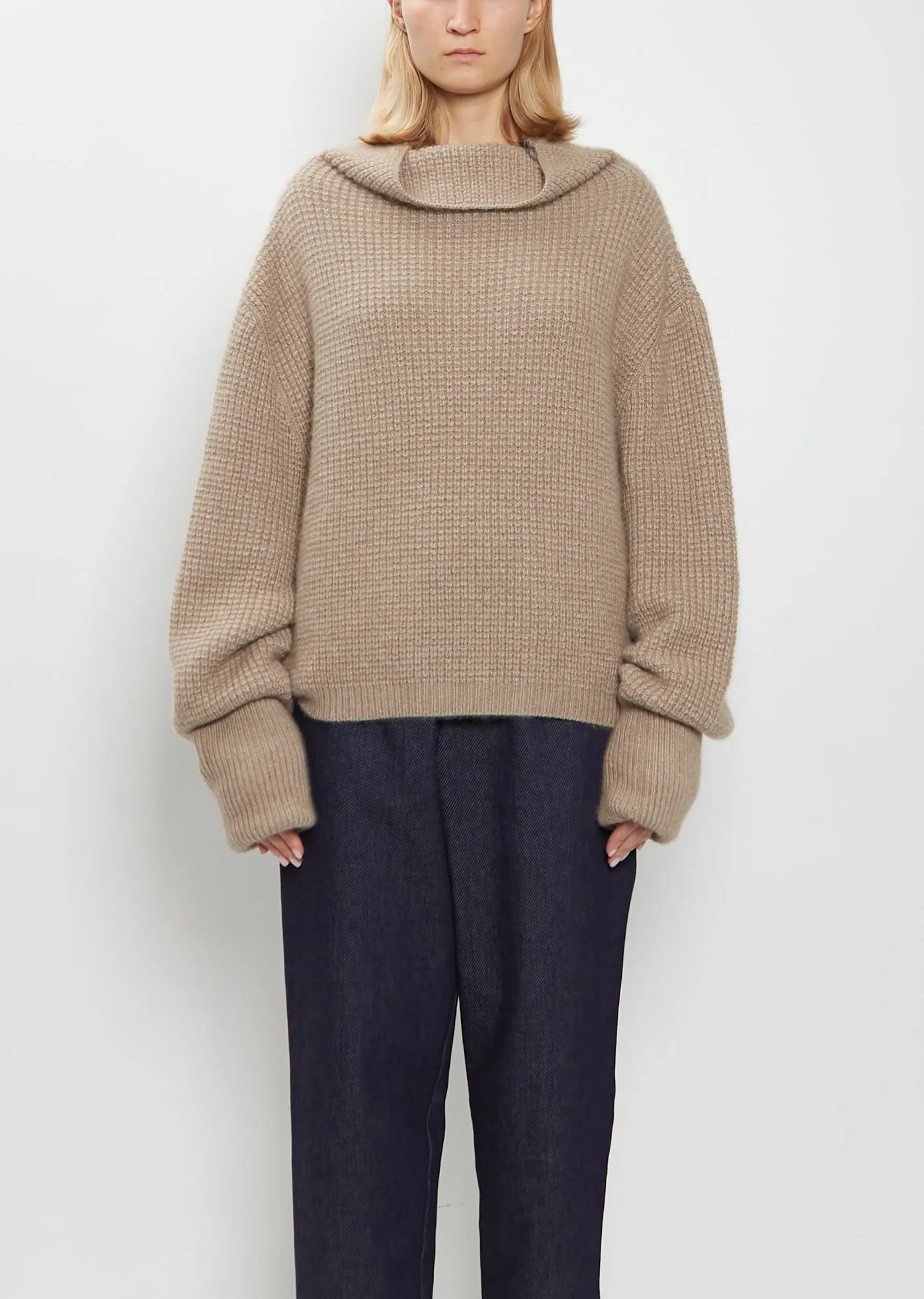 Kimono Sleeve Cashmere Sweater — Tortora sold by La Garconne