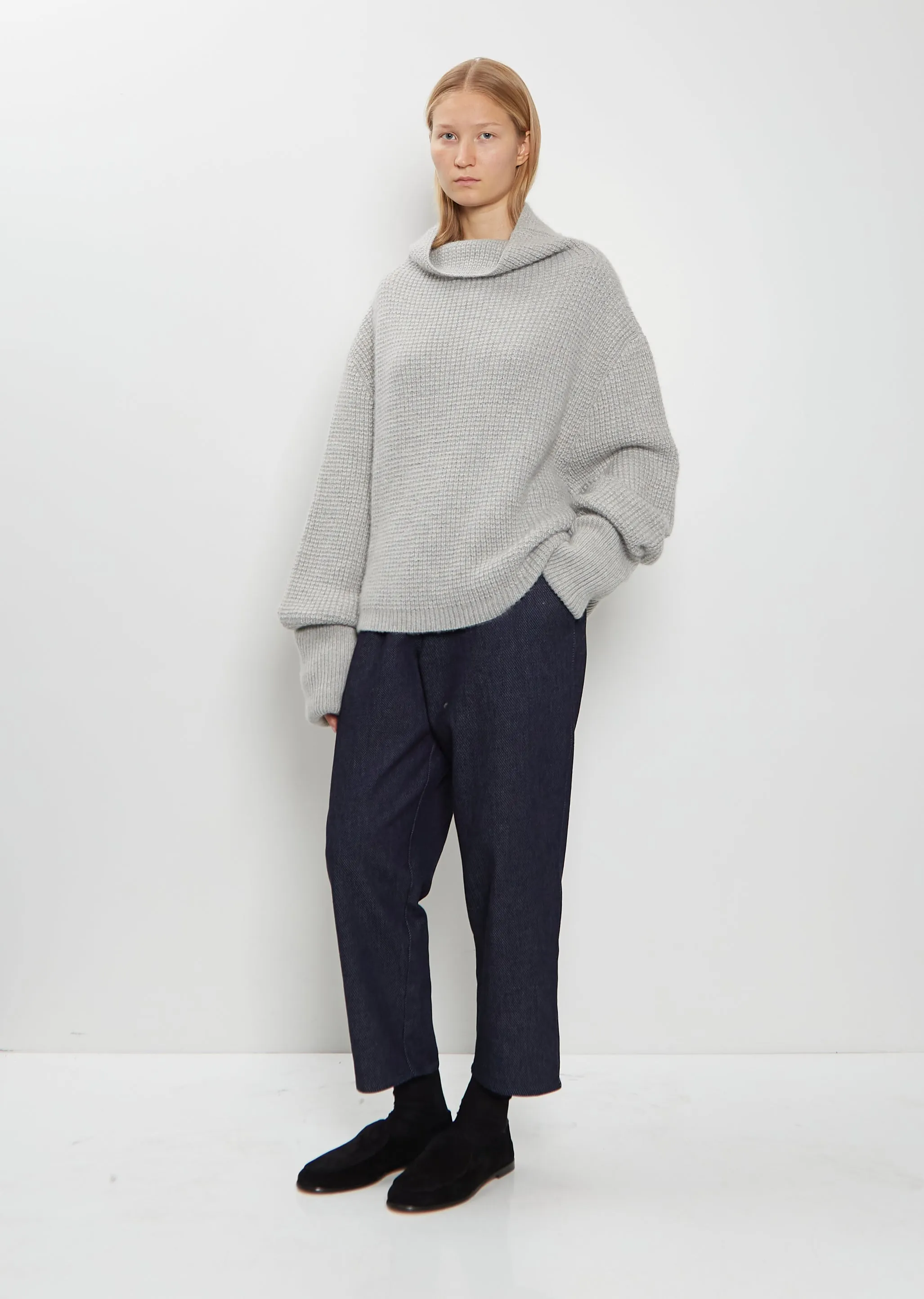 Kimono Sleeve Cashmere Sweater — Silver Grey sold by La Garconne product image thumbnail 4