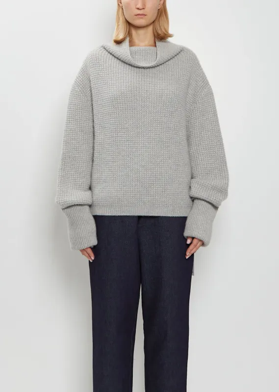 Kimono Sleeve Cashmere Sweater — Silver Grey sold by La Garconne