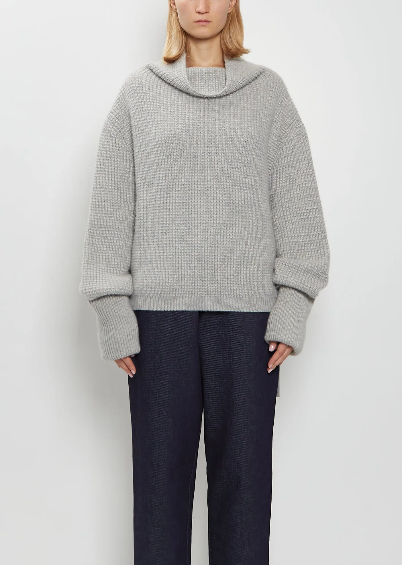 Kimono Sleeve Cashmere Sweater — Silver Grey sold by La Garconne