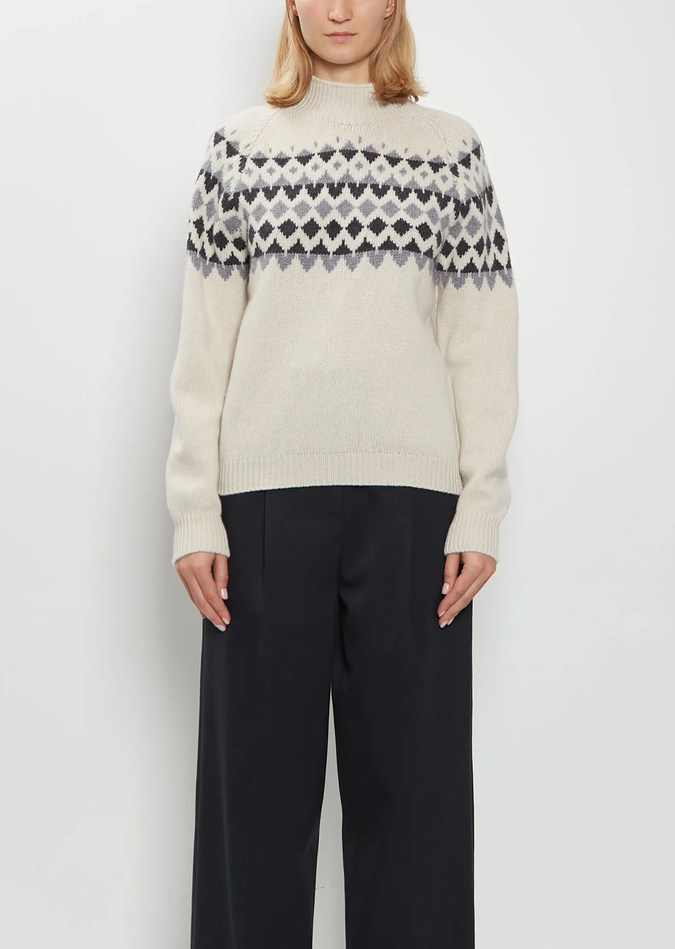 High Neck Fairisle Sweater sold by La Garconne