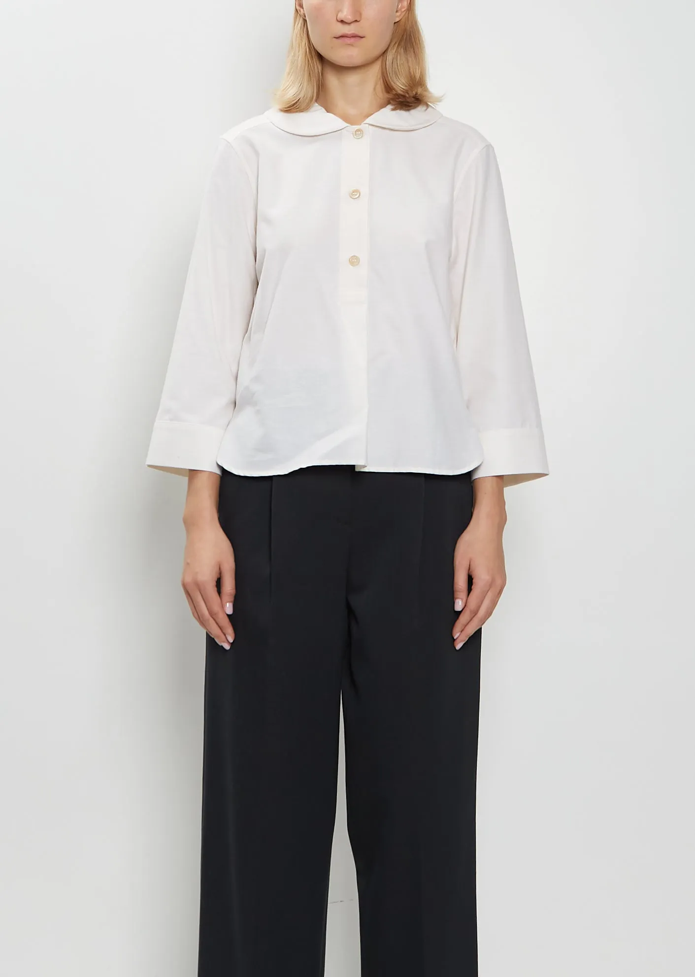 Petal Collar Cotton Cashmere Shirt sold by La Garconne