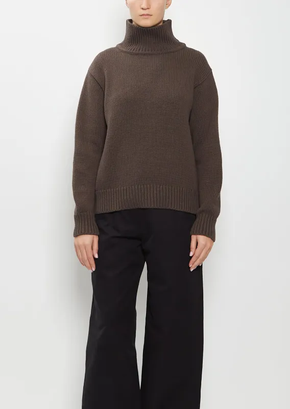 Wool Cotton High Neck Sweater sold by La Garconne