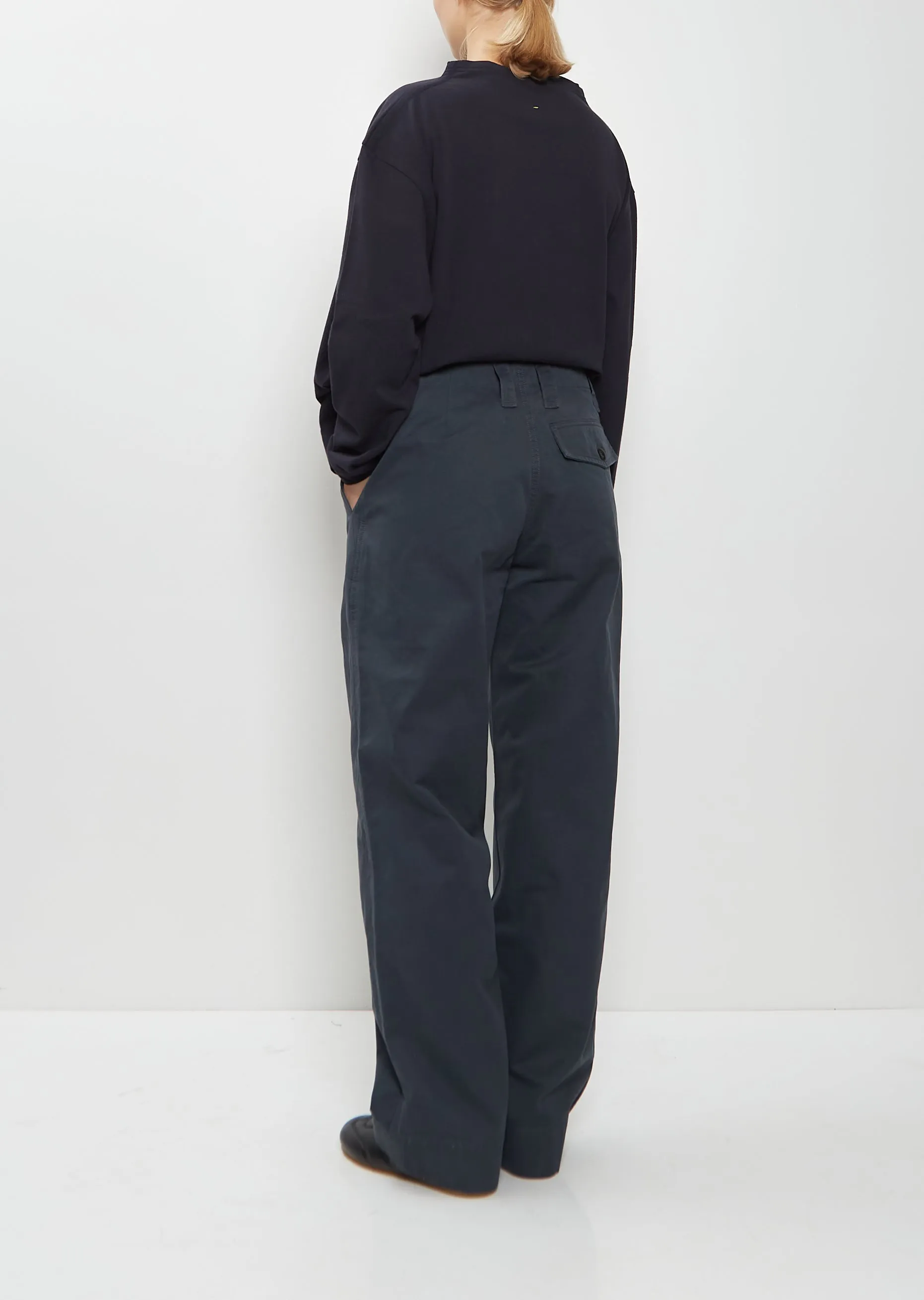 Slant Pocket Cotton Trousers — Petrol sold by La Garconne product image thumbnail 3