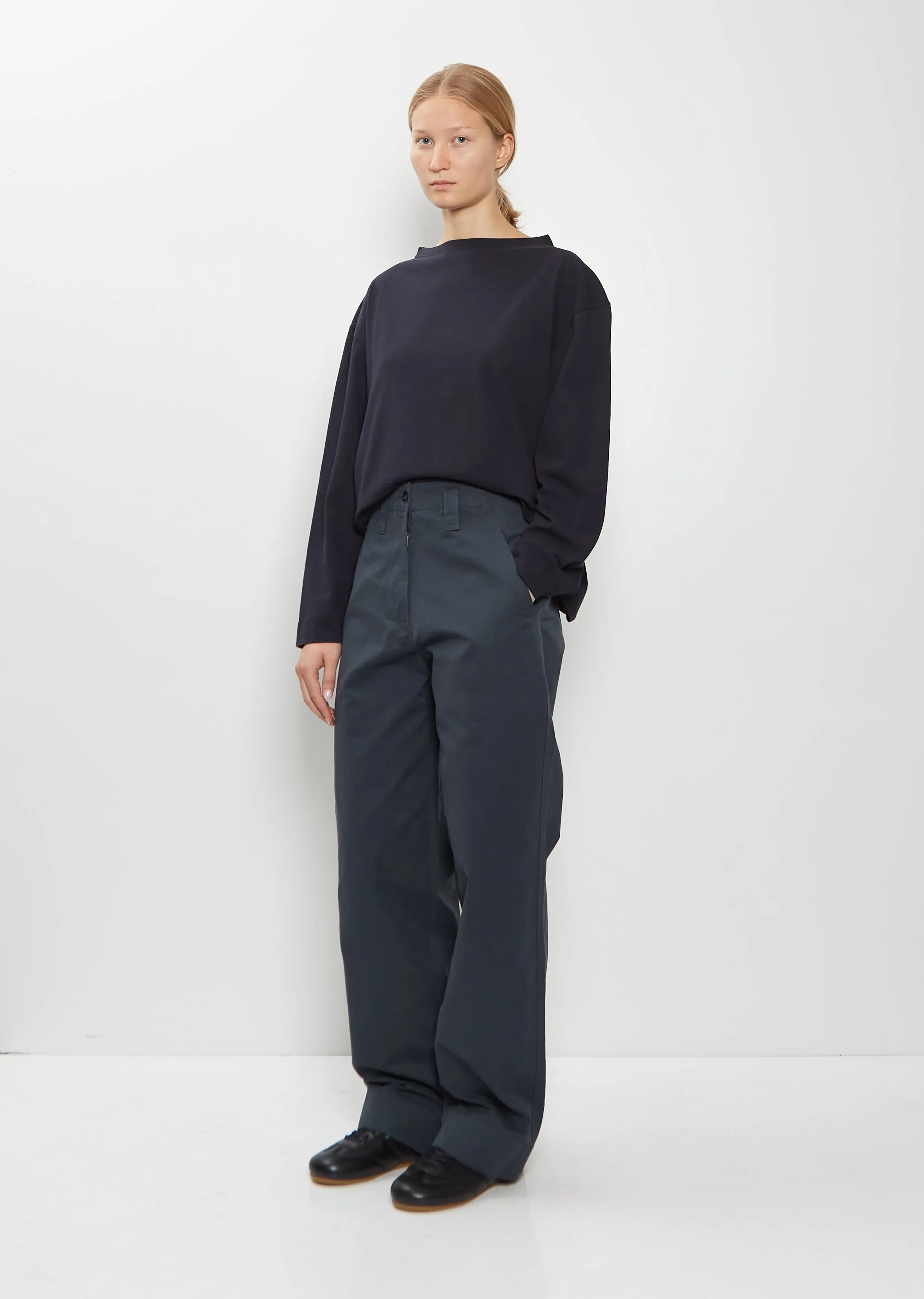 Slant Pocket Cotton Trousers — Petrol sold by La Garconne product image thumbnail 4