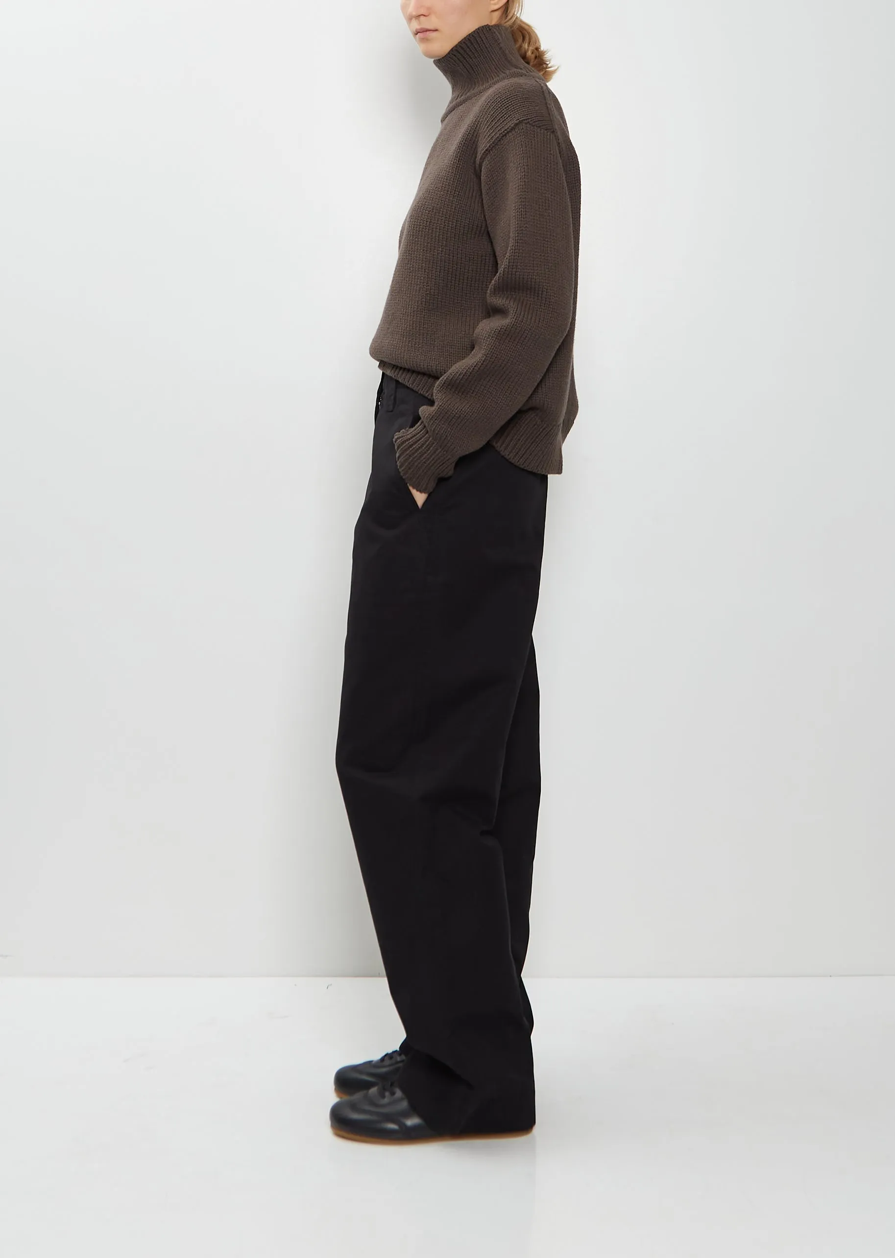 Slant Pocket Cotton Trousers — Black sold by La Garconne product image thumbnail 2