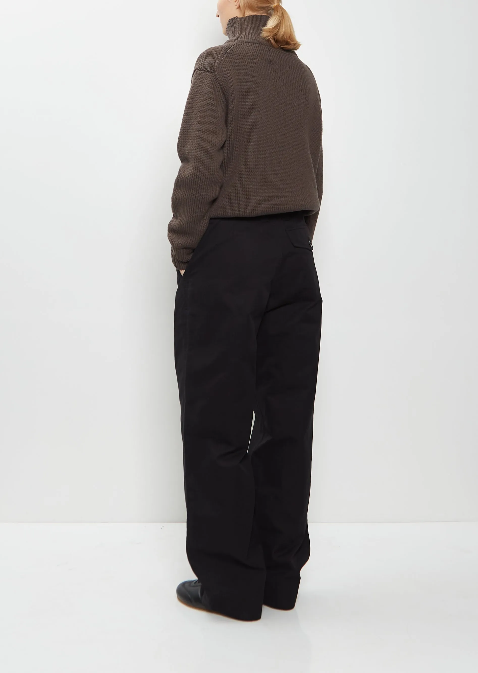 Slant Pocket Cotton Trousers — Black sold by La Garconne product image thumbnail 3