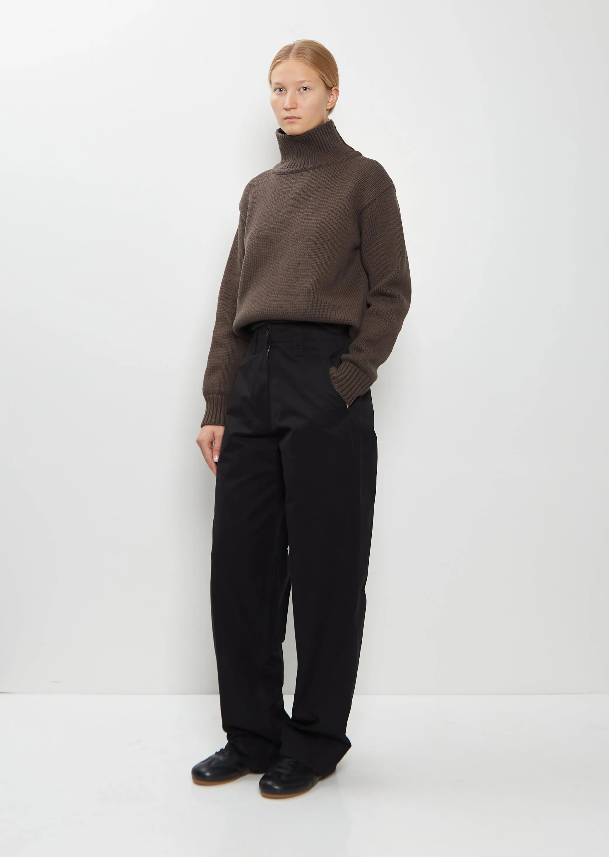 Slant Pocket Cotton Trousers — Black sold by La Garconne product image thumbnail 4