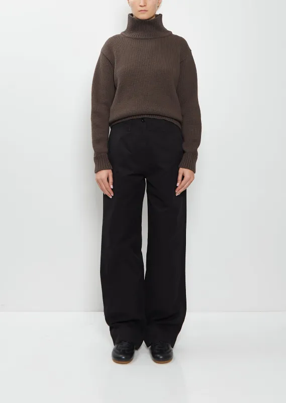 Slant Pocket Cotton Trousers — Black sold by La Garconne