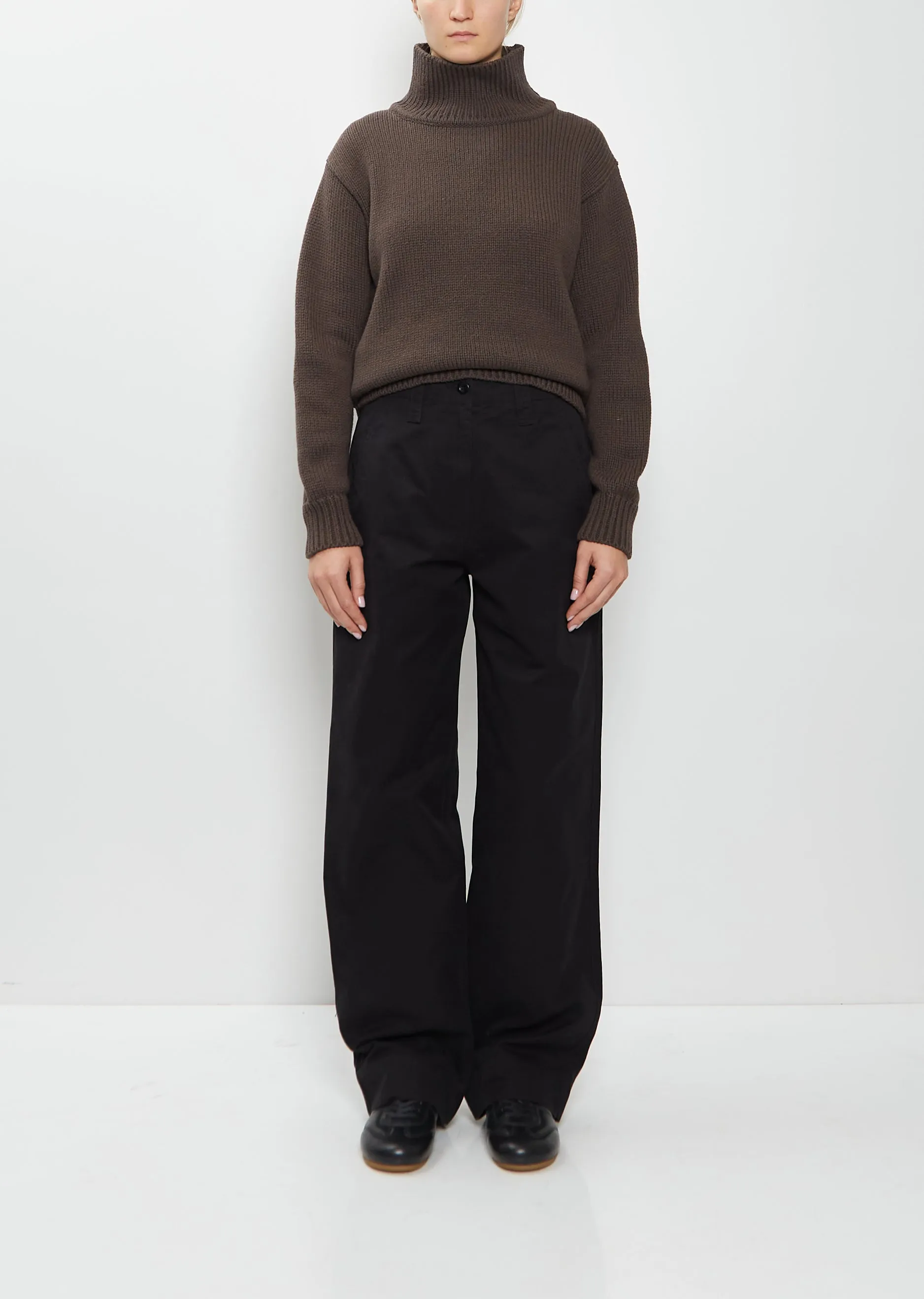 Slant Pocket Cotton Trousers — Black sold by La Garconne