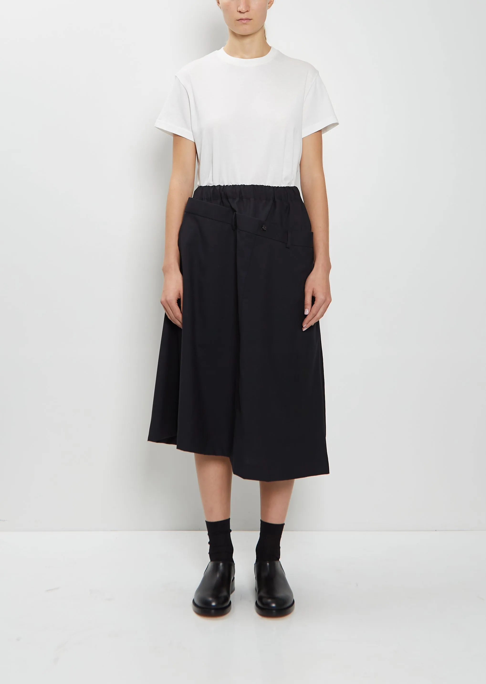 Tropical Wool Asymmetrical Skirt sold by La Garconne